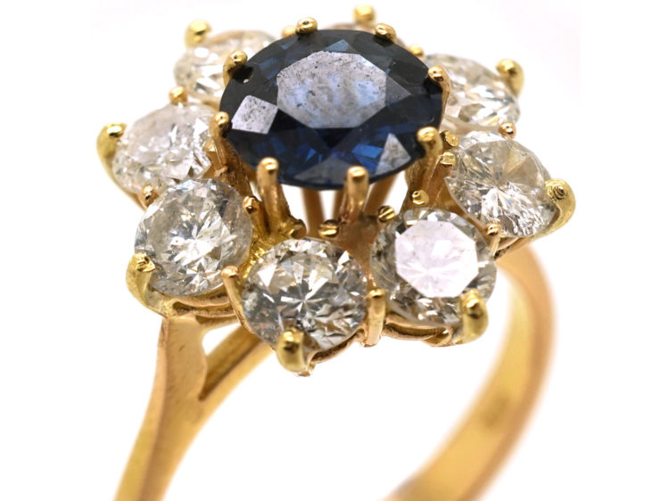 18ct Gold Sapphire & Diamond Cluster Ring