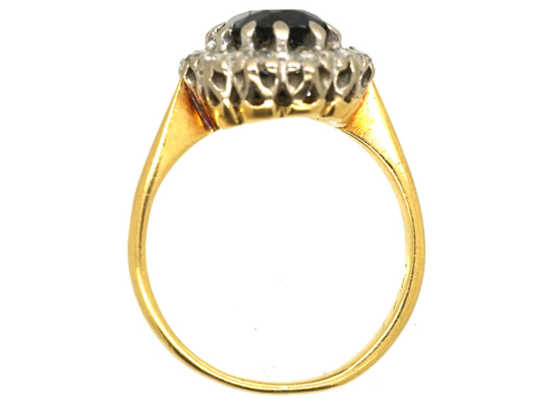18ct Gold Sapphire & Diamond Oval Cluster Ring