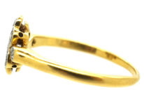 Art Deco 18ct Gold & Platinum, Diamond Cluster Ring With Diamond Set Shoulders