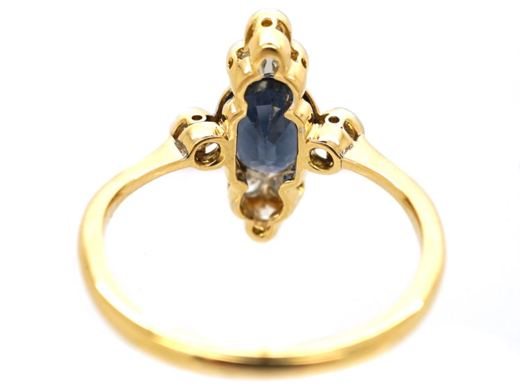 Art Deco 18ct Gold & Platinum, Diamond & Sapphire Ring