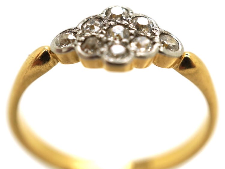 Edwardian 18ct Gold & Platinum Diamond Cluster Ring
