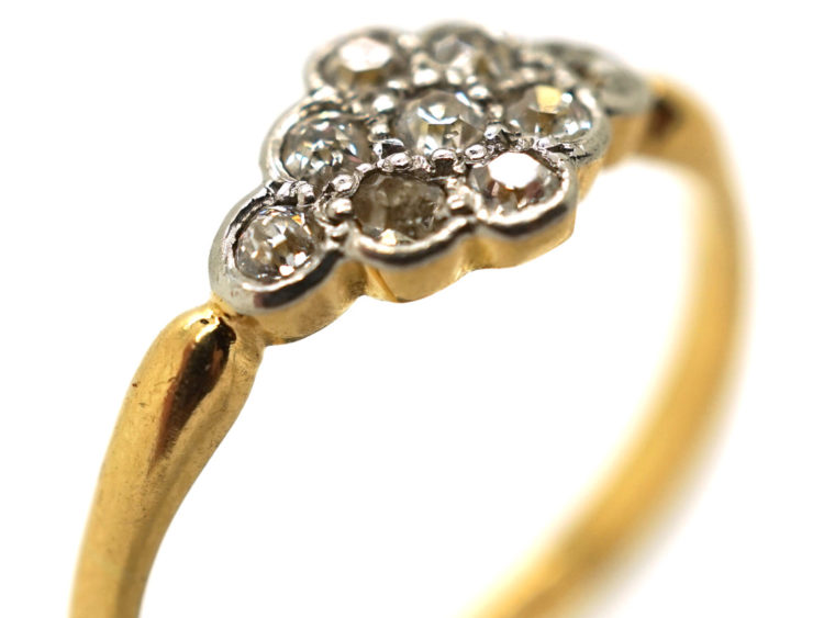 Edwardian 18ct Gold & Platinum Diamond Cluster Ring