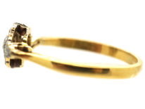 Edwardian 18ct Gold & Platinum Overlapping Diamond Cluster Ring