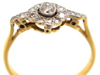 Edwardian 18ct Gold & Platinum Overlapping Diamond Cluster Ring