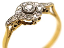 Edwardian 18ct Gold & Platinum Overlapping Diamond Cluster Ring