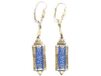 Art Deco silver & Enamel Drop Earrings attributed to Theodor Fahrner
