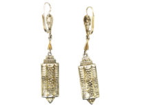 Art Deco silver & Enamel Drop Earrings attributed to Theodor Fahrner