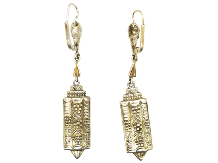 Art Deco silver & Enamel Drop Earrings attributed to Theodor Fahrner