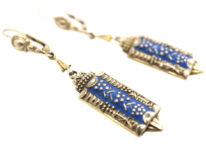 Art Deco silver & Enamel Drop Earrings attributed to Theodor Fahrner