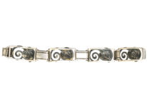 Art Deco Silver Leaf Motif Bracelet
