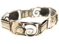 Art Deco Silver Leaf Motif Bracelet