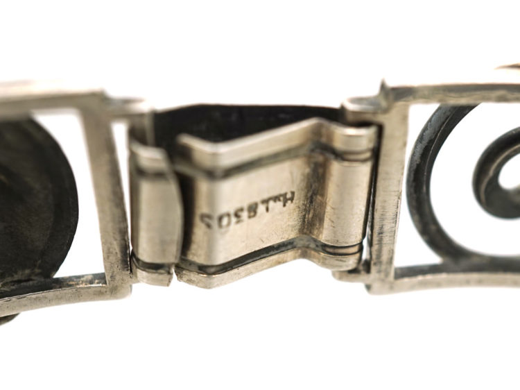 Art Deco Silver Leaf Motif Bracelet
