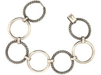 Silver Plain & Rope Links Bracelet