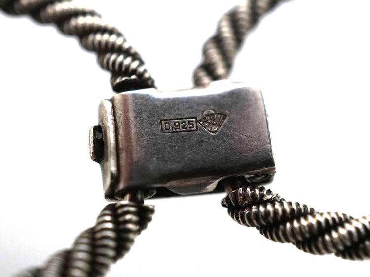 Silver Plain & Rope Links Bracelet