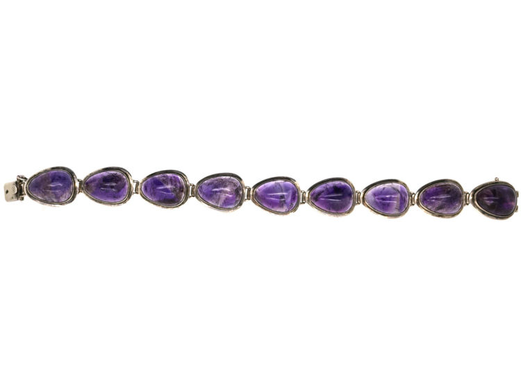 1960s Silver & Cabochon Amethyst Bracelet