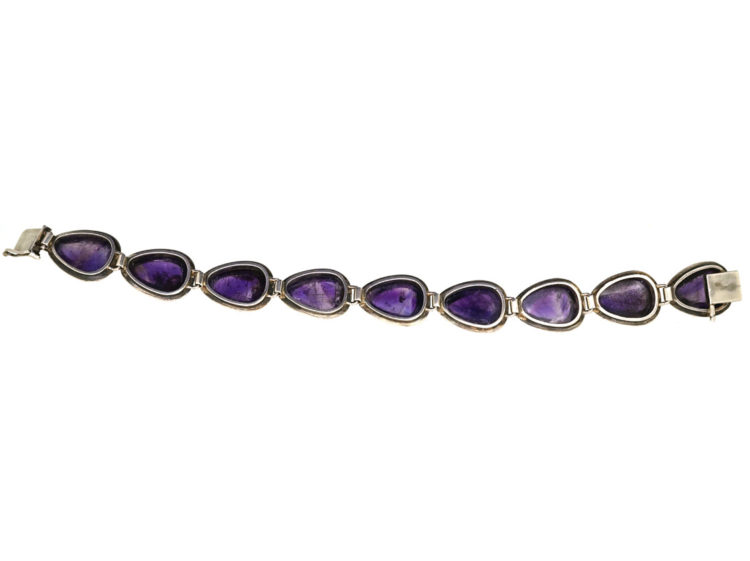 1960s Silver & Cabochon Amethyst Bracelet