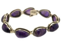 1960s Silver & Cabochon Amethyst Bracelet