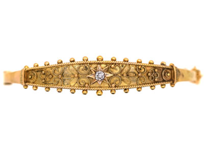 Edwardian 9ct Bangle set with a Diamond