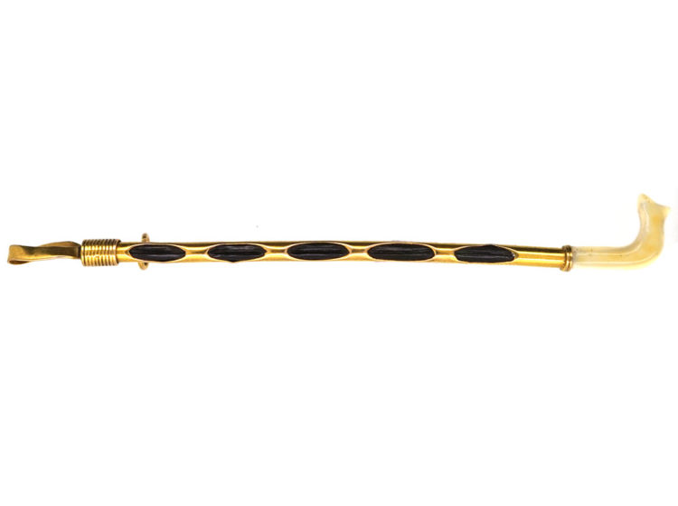 Edwardian 15ct Gold Riding Crop Brooch