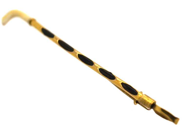 Edwardian 15ct Gold Riding Crop Brooch