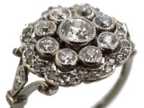 Edwardian Platinum & Diamond Cluster Ring with Scalloped Edge
