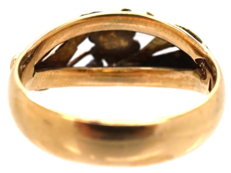 14ct Gold Ring With Leaves & Flower Motif