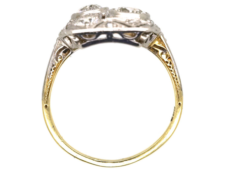 Art Deco 14ct White Gold & Diamond Plaque Ring