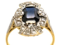 Art Deco Sapphire & Diamond Rectangular Ring