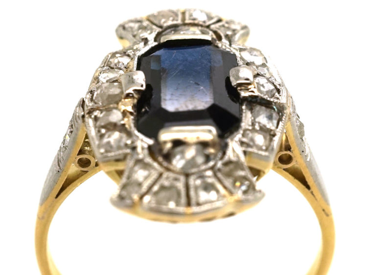 Art Deco Sapphire & Diamond Rectangular Ring