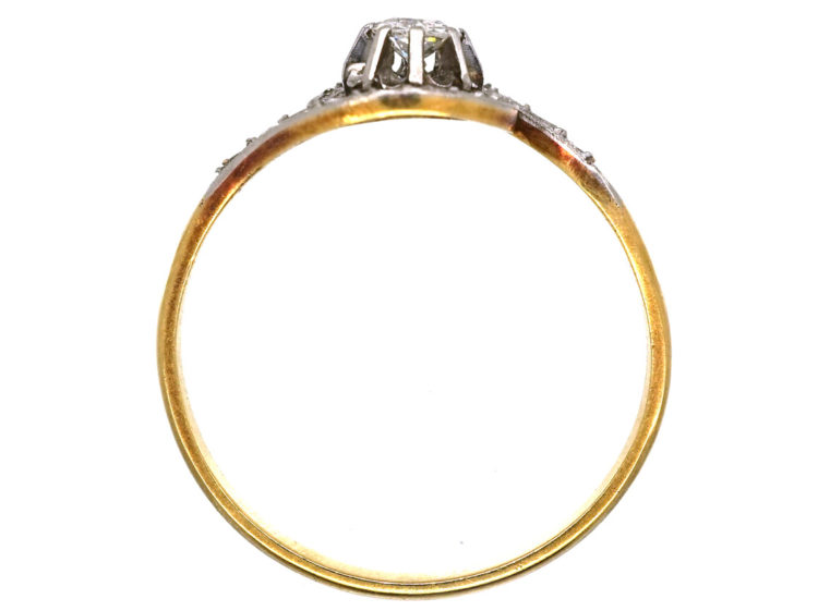 Edwardian 18ct Gold, Platinum & Diamond Swirl Ring