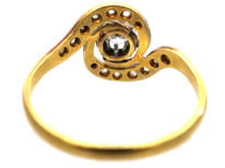 Edwardian 18ct Gold, Platinum & Diamond Swirl Ring