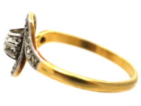 Edwardian 18ct Gold, Platinum & Diamond Swirl Ring