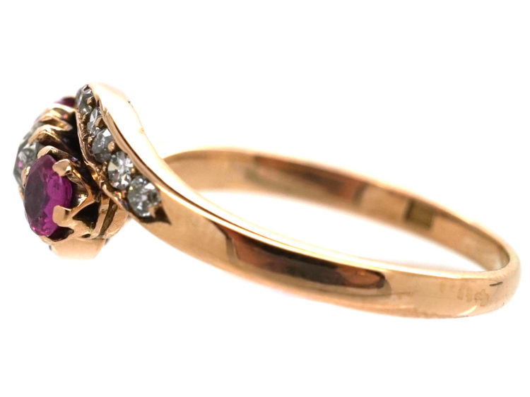 Edwardian Ruby & Diamond Crossover Ring