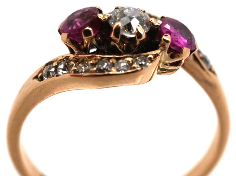 Edwardian Ruby & Diamond Crossover Ring