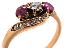 Edwardian Ruby & Diamond Crossover Ring