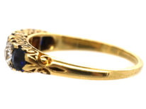 Victorian 18ct Gold, Sapphire & Diamond Five Stone Ring