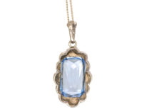 Art Deco Synthetic Blue Spinel Pendant on Chain