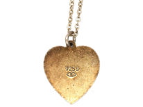 Norwegian Silver Gilt & Pink Enamel Heart Pendant on Silver Chain by Elvic & Co