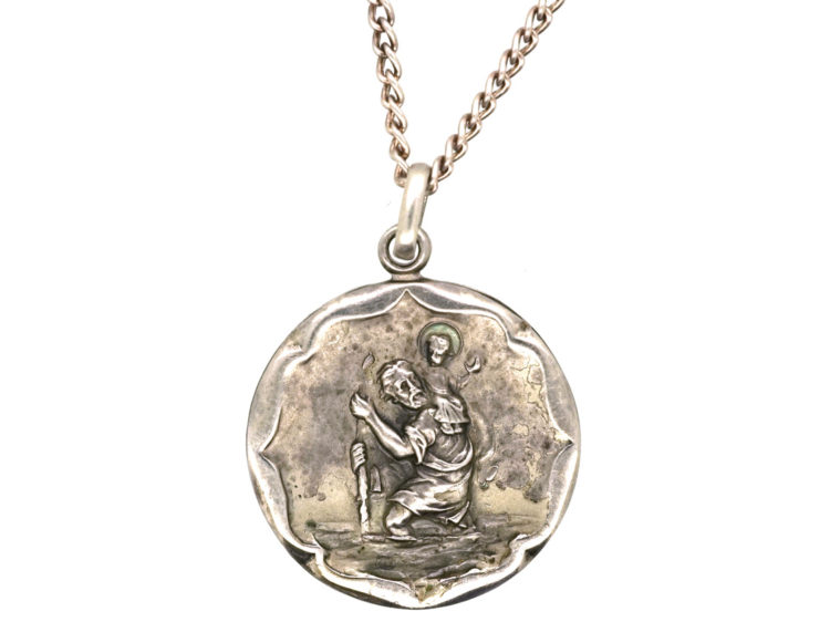 Silver St Christopher Pendant on Silver Chain
