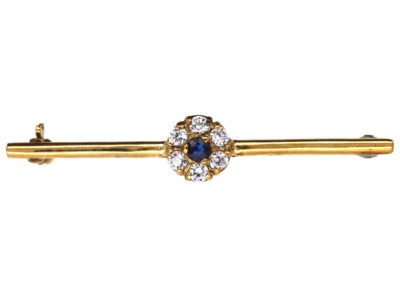 Edwardian Sapphire & Diamond Cluster Brooch