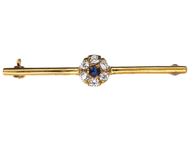 Edwardian Sapphire & Diamond Cluster Brooch