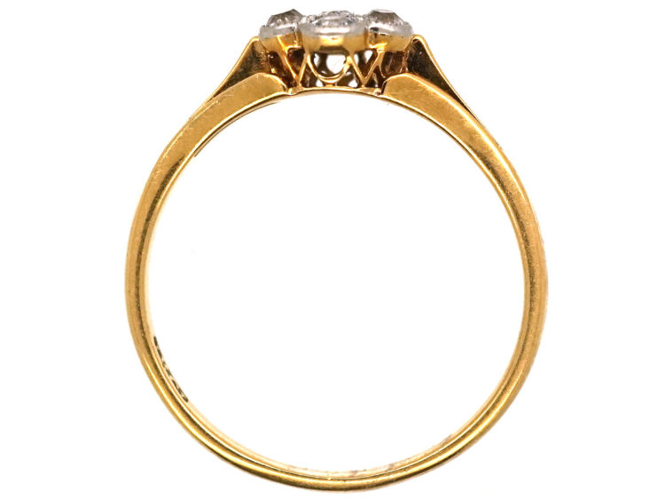 Edwardian 18ct Gold & Platinum, Diamond Daisy Cluster Ring