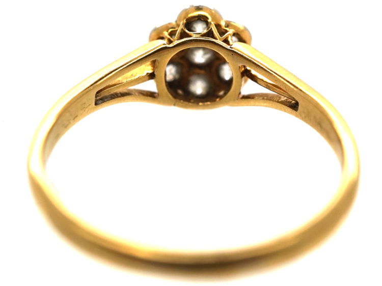 Edwardian 18ct Gold & Platinum, Diamond Daisy Cluster Ring