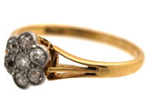 Edwardian 18ct Gold & Platinum, Diamond Daisy Cluster Ring