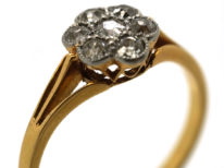 Edwardian 18ct Gold & Platinum, Diamond Daisy Cluster Ring