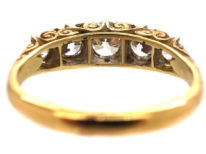 Victorian 18ct Gold, Five Stone Diamond Carved Half Hoop Ring
