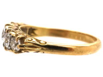 Victorian 18ct Gold, Five Stone Diamond Carved Half Hoop Ring