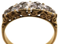 Victorian 18ct Gold, Five Stone Diamond Carved Half Hoop Ring