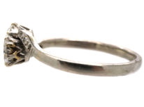 Edwardian Platinum, Two Stone Diamond Crossover Ring With Diamond Set Shoulders