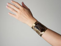 French Art Nouveau Base Metal & Carved Horn Bug Bangle